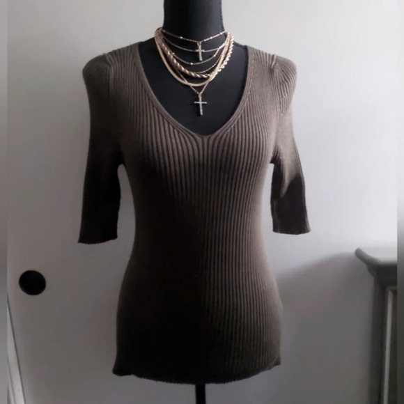 Peruvian Connection Brown Ribbed Blouse - Picture 5 of 5